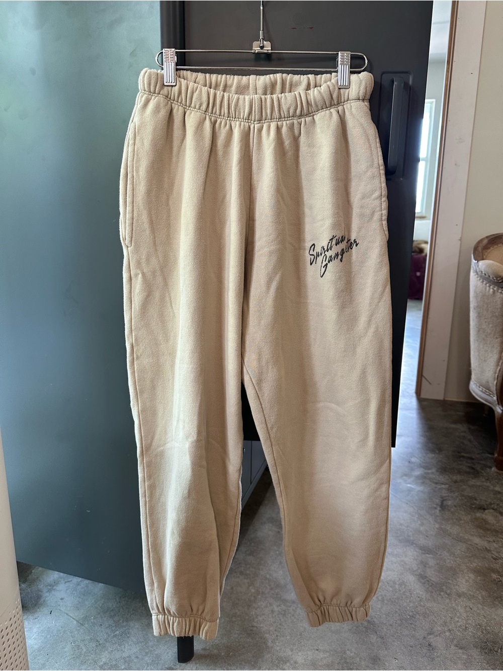 Spiritual Gangster Beige Fleece Joggers